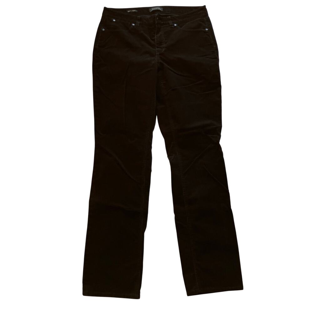 Talbots Stretch Corduroy Straight Leg Pants Size 12L Black Minimalist Comfort